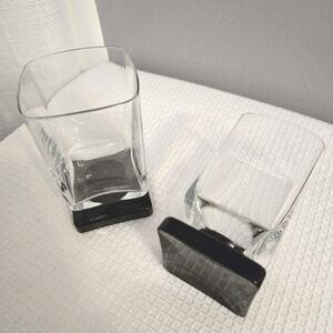 DiSaronno Liqueur Square Pedestal Glasses Black Glass Base Cocktail Elegant Bar